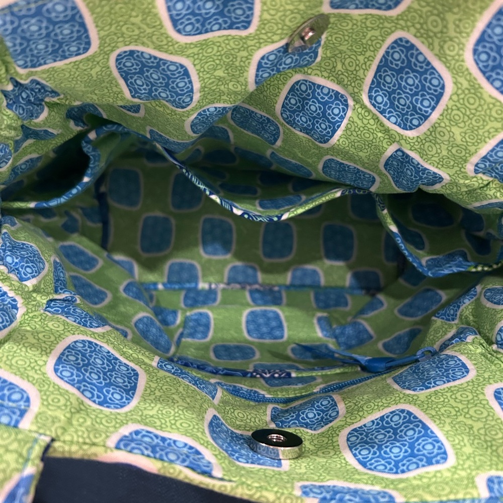 Vera Bradley Retired Doodle Daisy Laura Bag Green Blue White shoulder bag - Picture 7 of 11